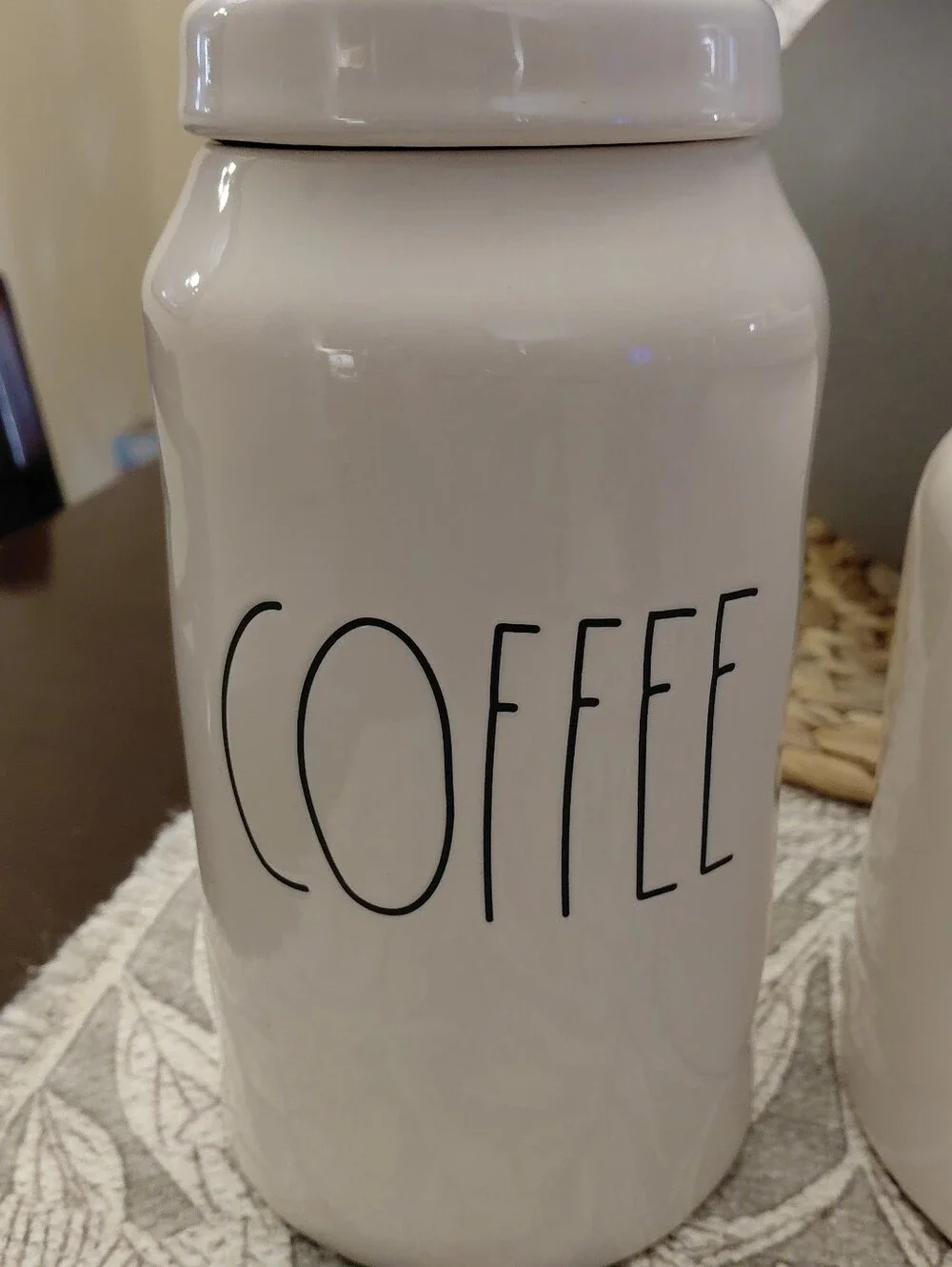 Rae Dunn Bundle 2 White Pieces Pottery Canisters Grandmas Kitchen Coffee Cottage